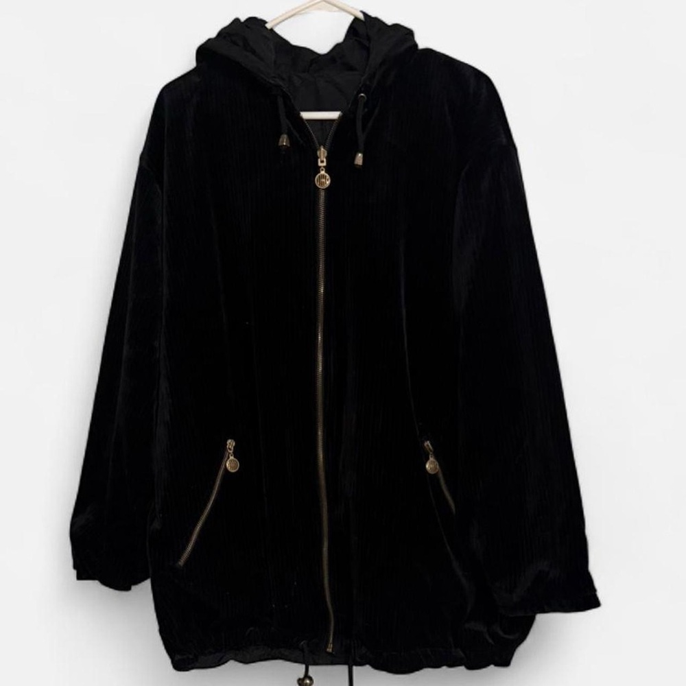 90s Black Velour Current Seen Reversible Windbreaker/Track Jacket